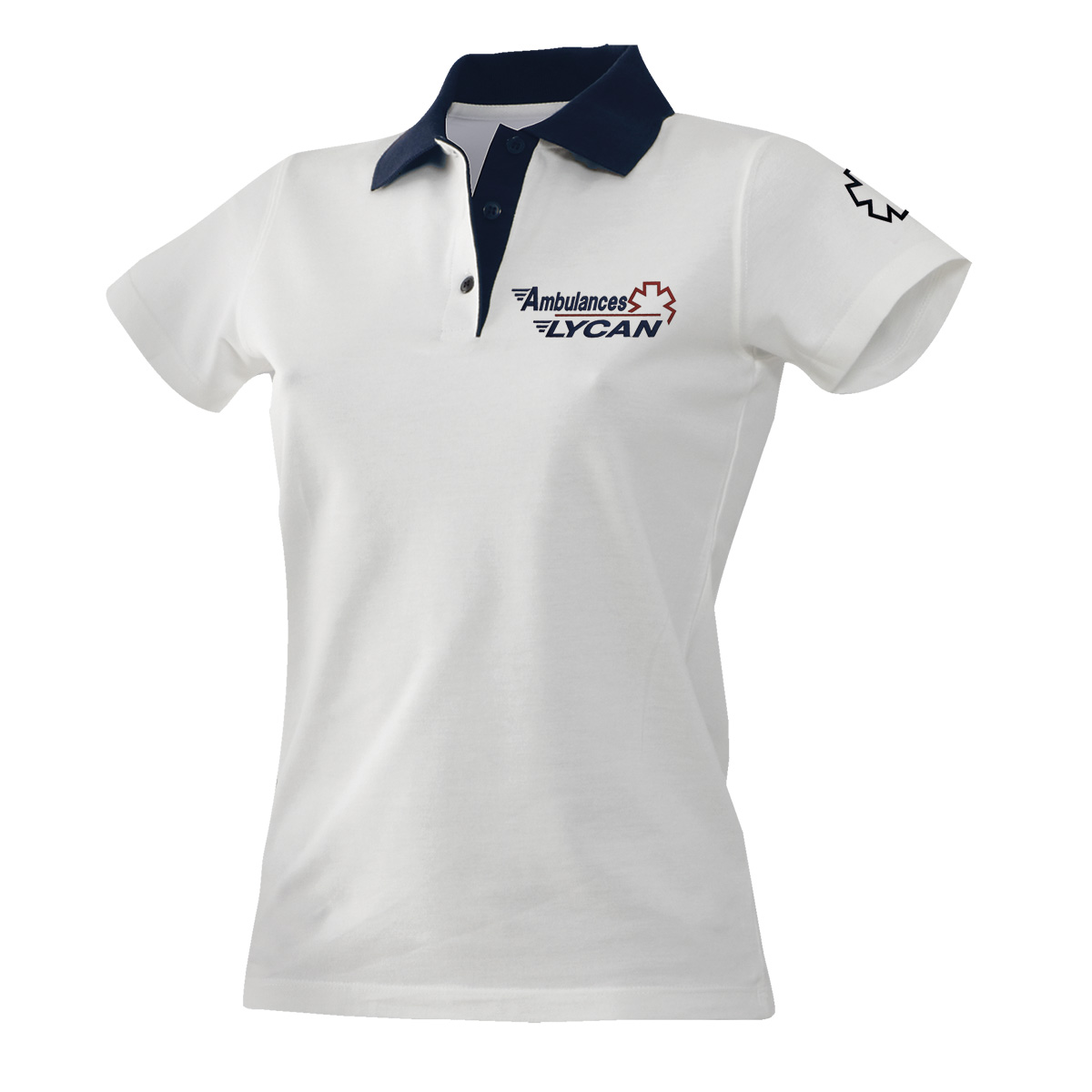 Polo Duo COL Marine - Coupe Femme -